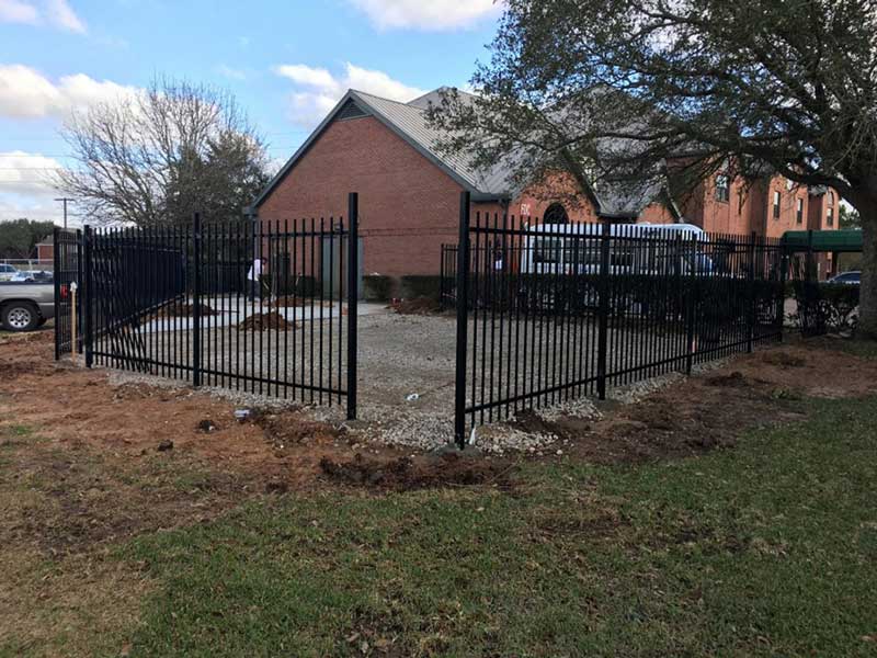 Metal fencing outside of home
